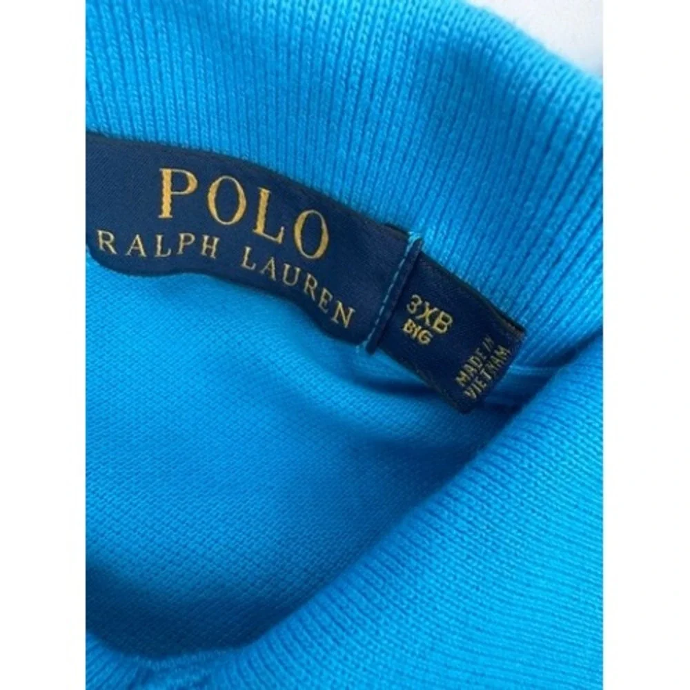 Polo Ralph Lauren Polo Shirt Mens 3XB Blue Red Pony Pique Cotton Preppy Golf
